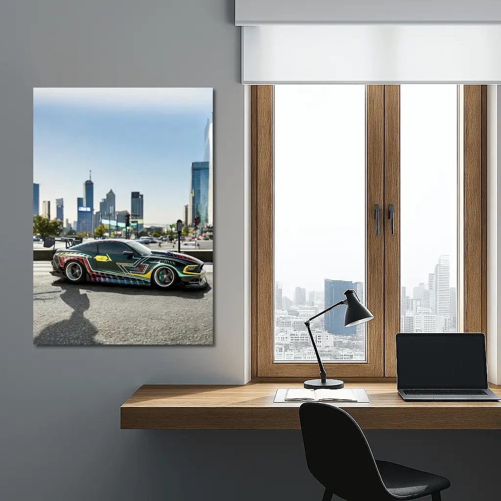 Ford Mustang Custom Wrap City Skyline – Wall Art