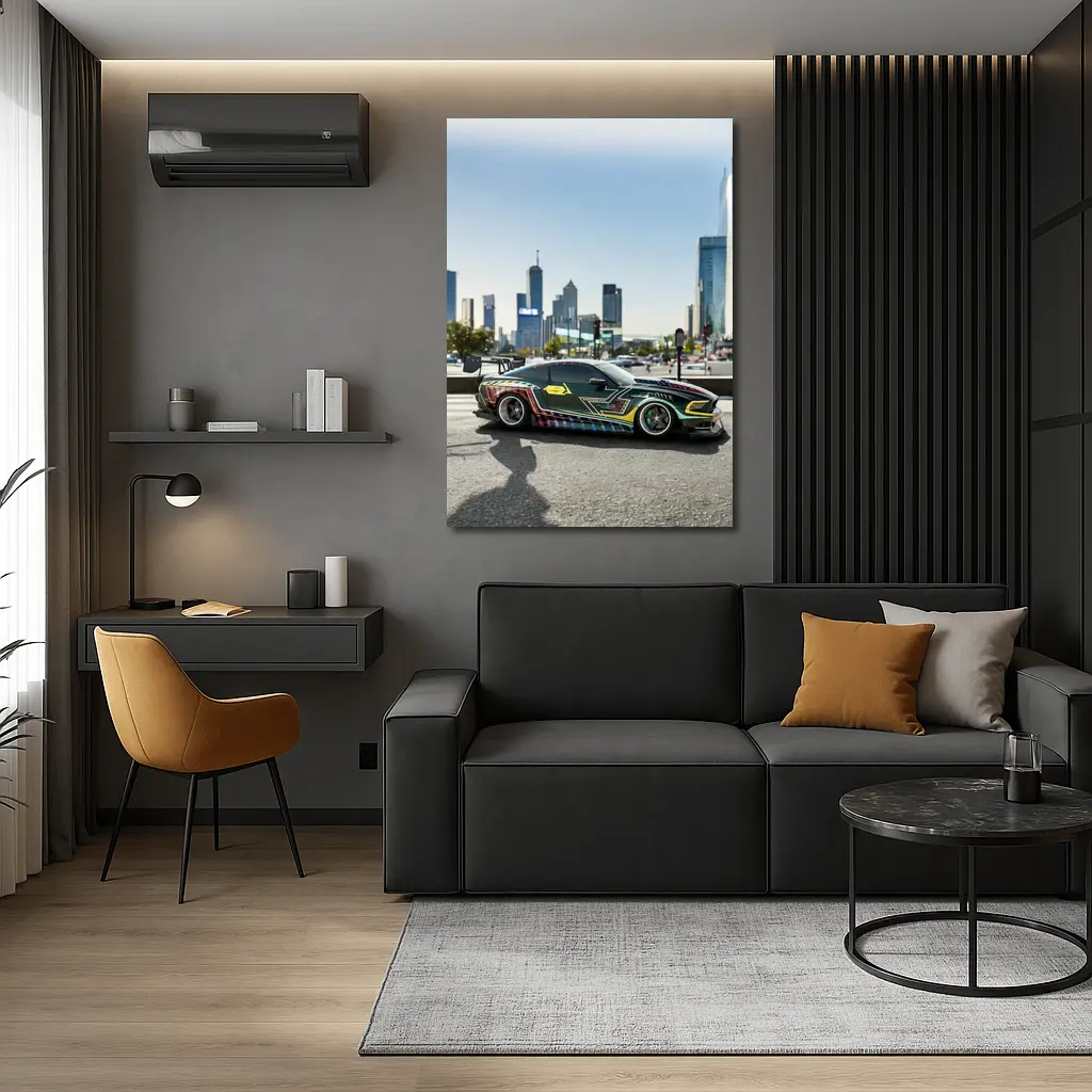 Ford Mustang Custom Wrap City Skyline – Wall Art