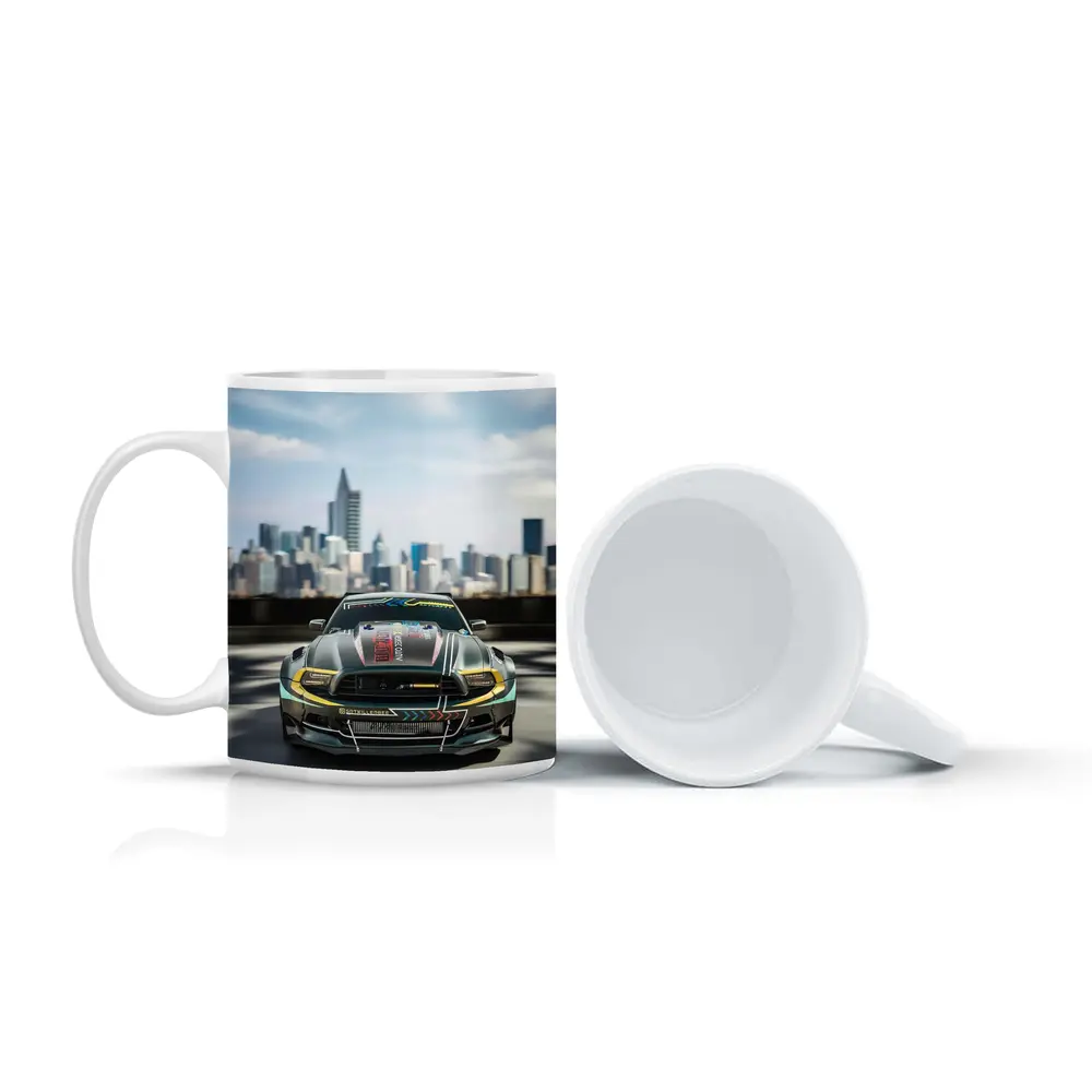 Ford Mustang Race Car City Skyline – Mugs