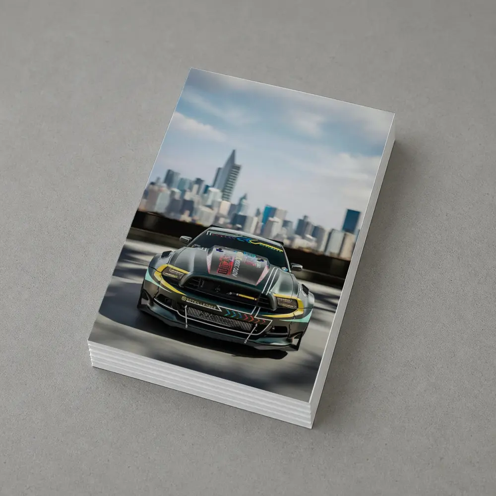 Ford Mustang Race Car City Skyline – Postcards