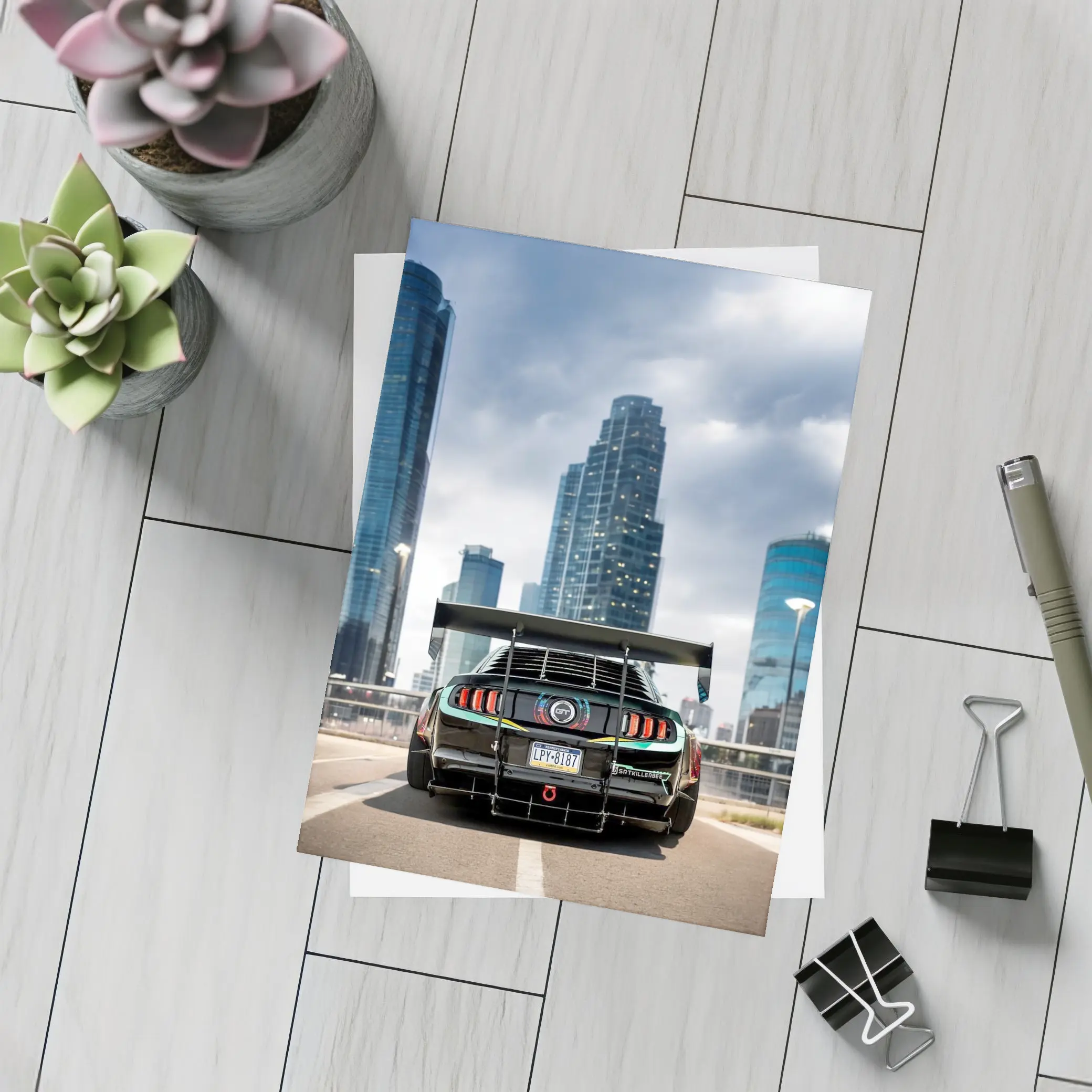 Ford Mustang Wide Body City Skyline – Postcards