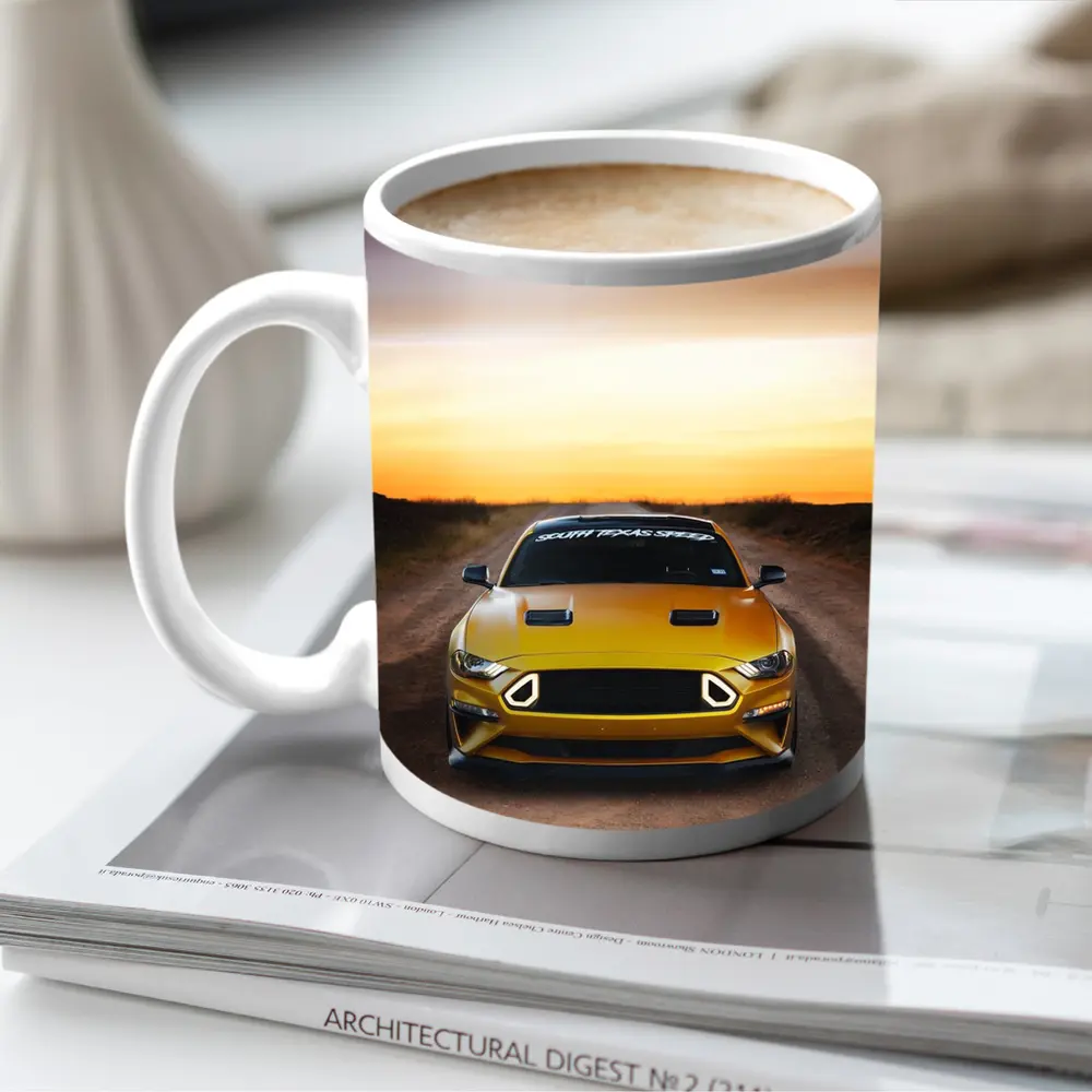 Ford Mustang Golden Sunset Dirt Road – Mugs