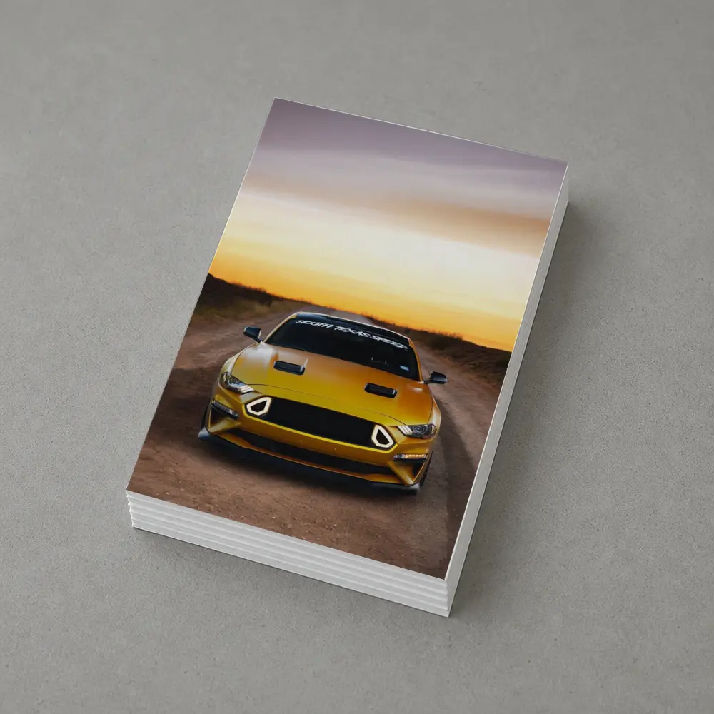 Ford Mustang Golden Sunset Dirt Road – Postcards