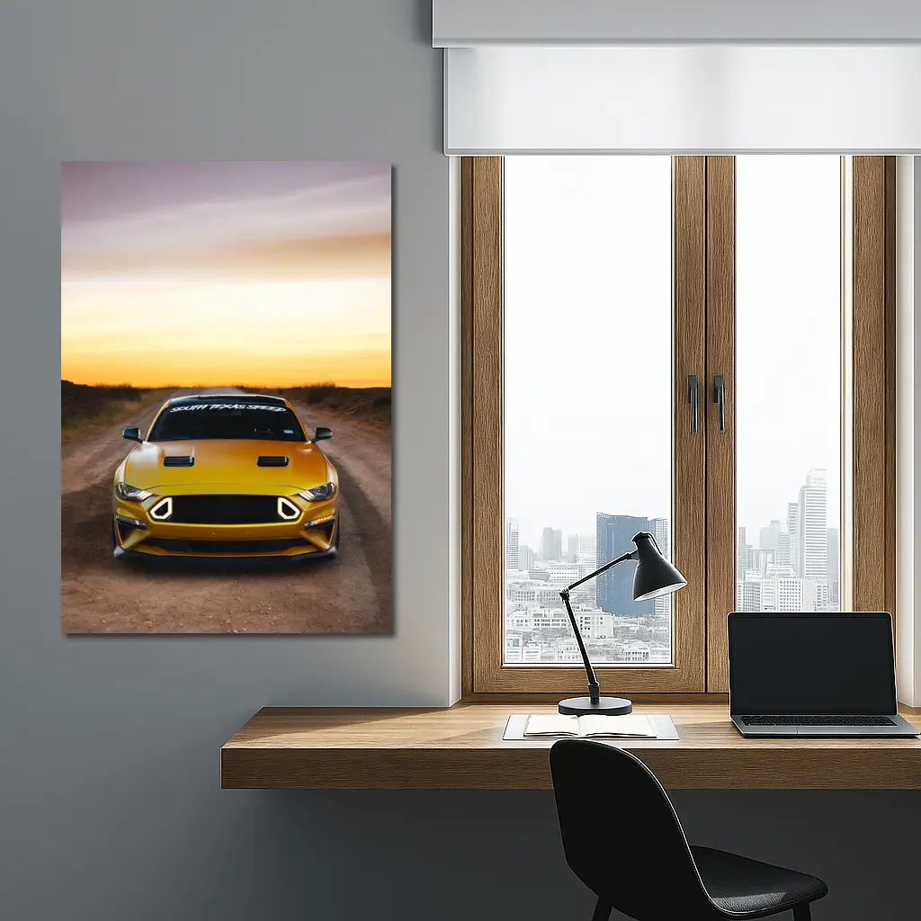 Ford Mustang Golden Sunset Dirt Road – Wall Art