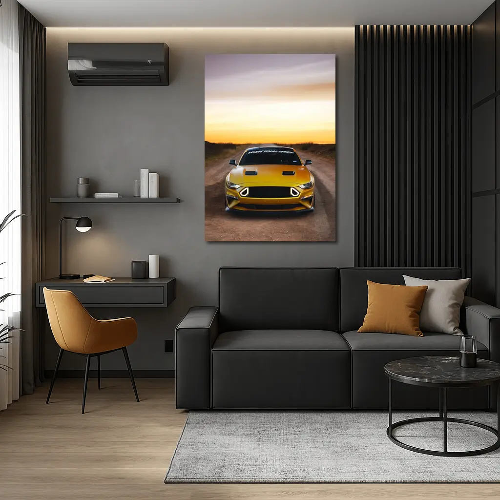 Ford Mustang Golden Sunset Dirt Road – Wall Art