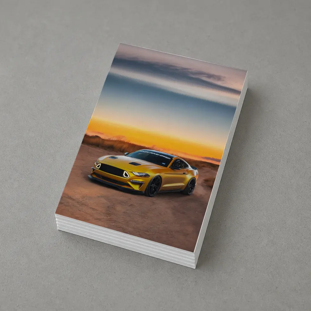 Ford Mustang Yellow Sports Car Sunset Sky – Postcards