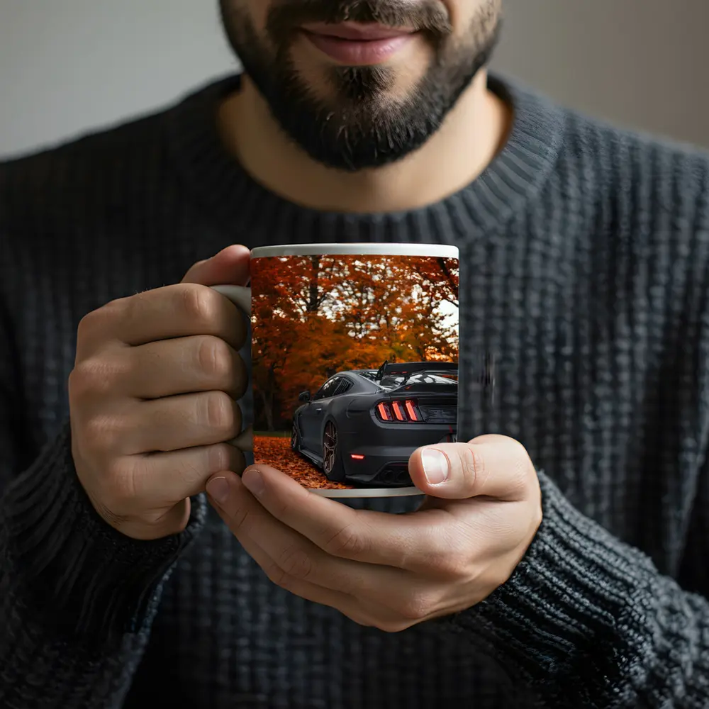 Ford Mustang Matte Gray Autumn Forest – Mugs