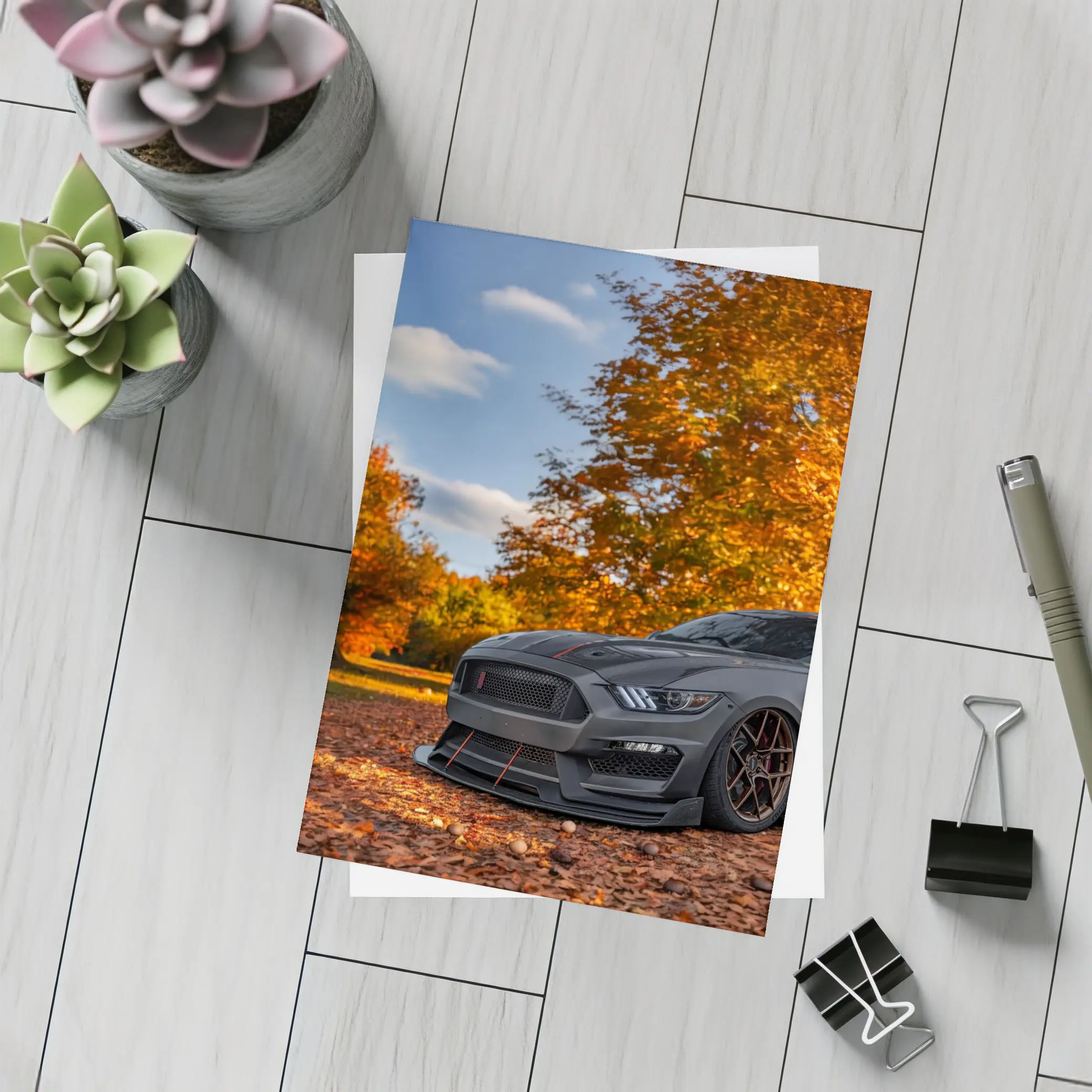 Ford Mustang GT350 Autumn Forest Setting – Postcards