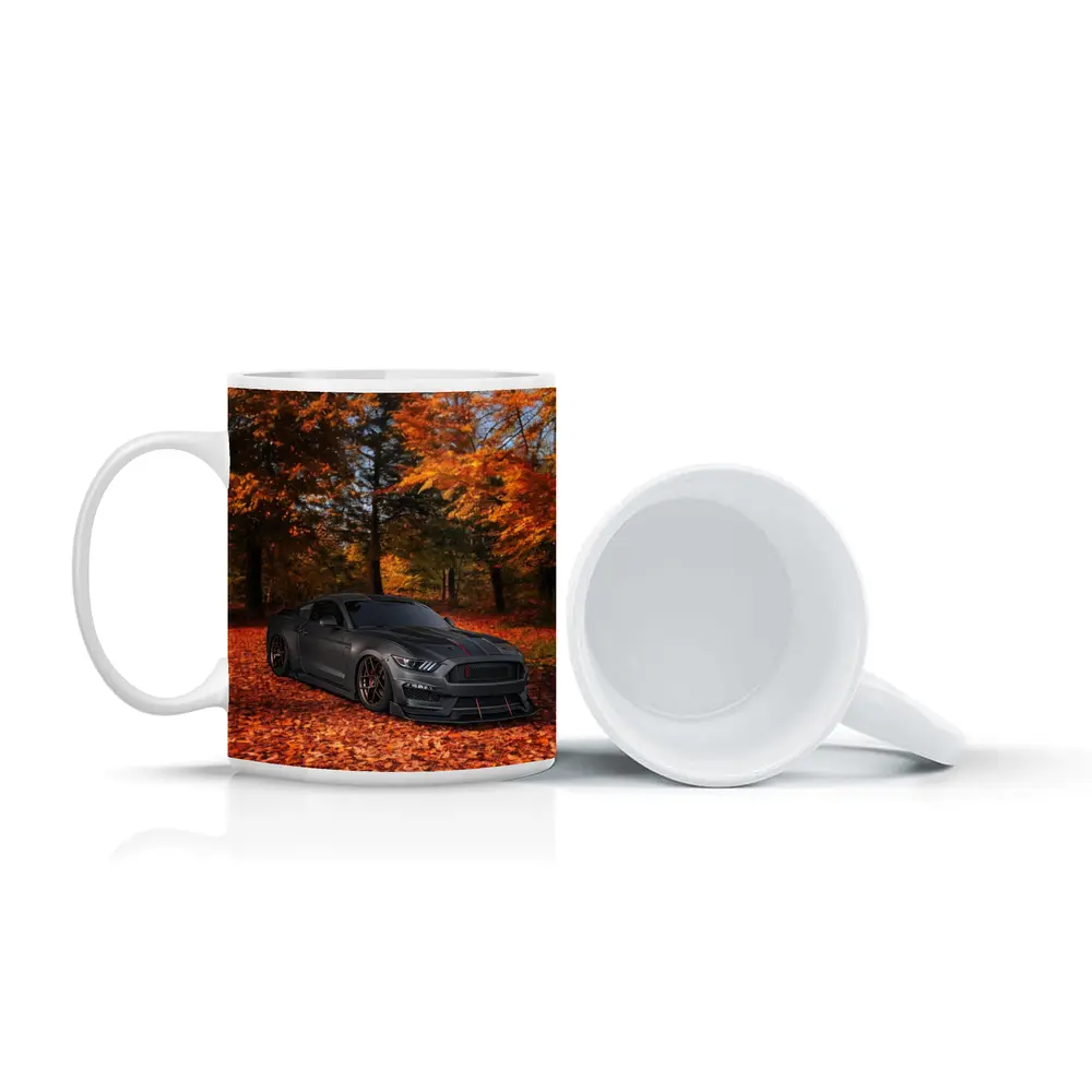 Ford Mustang Shelby Matte Gray Autumn Forest – Mugs