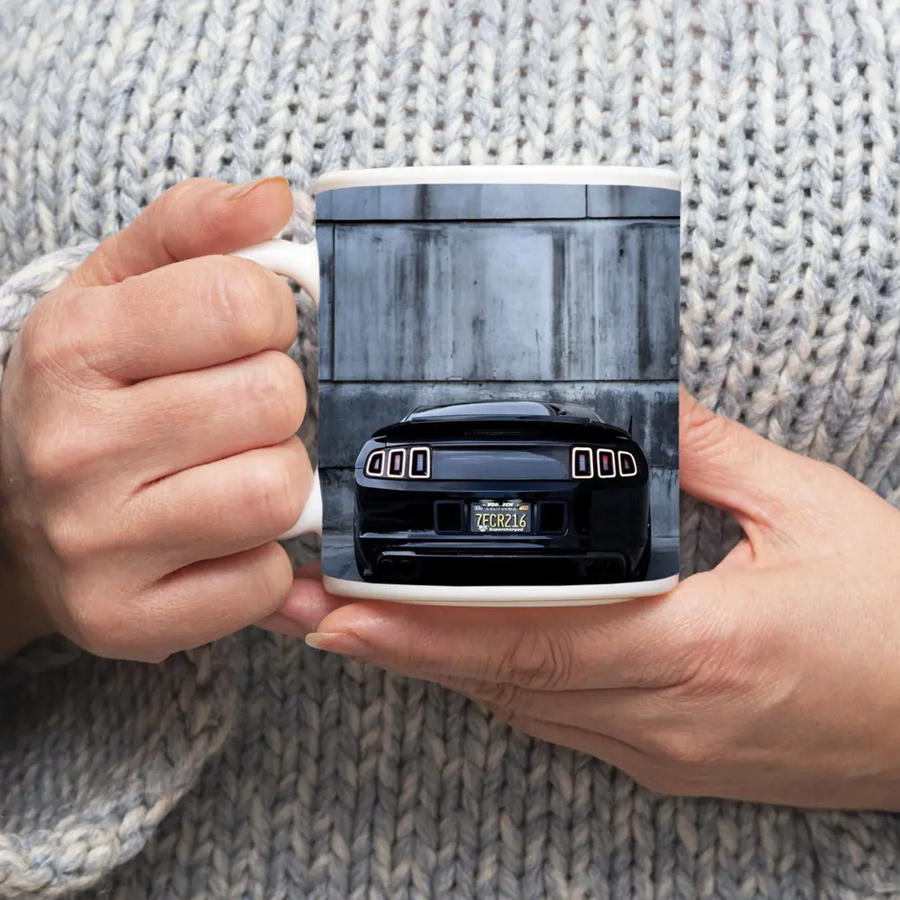 Black Ford Mustang Rear Concrete Wall – Mugs