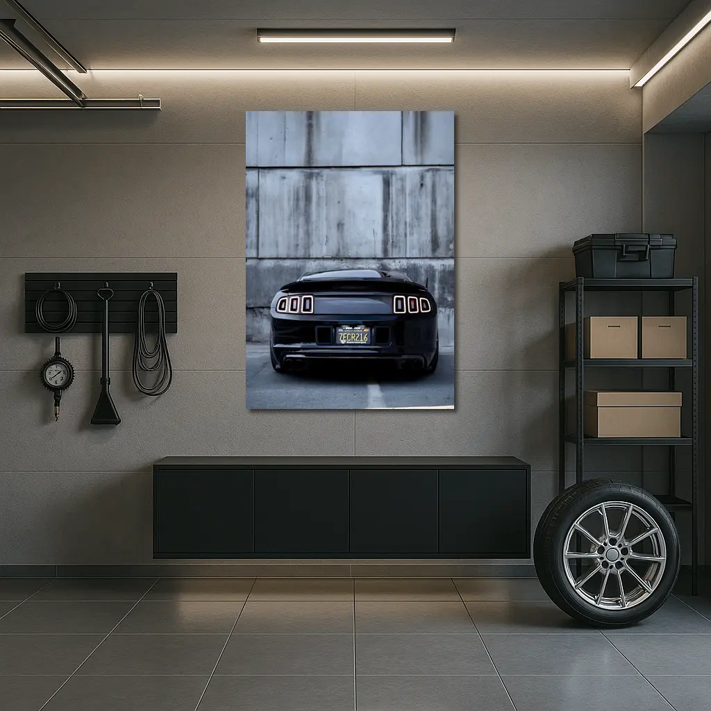 Black Ford Mustang Rear Concrete Wall – Wall Art