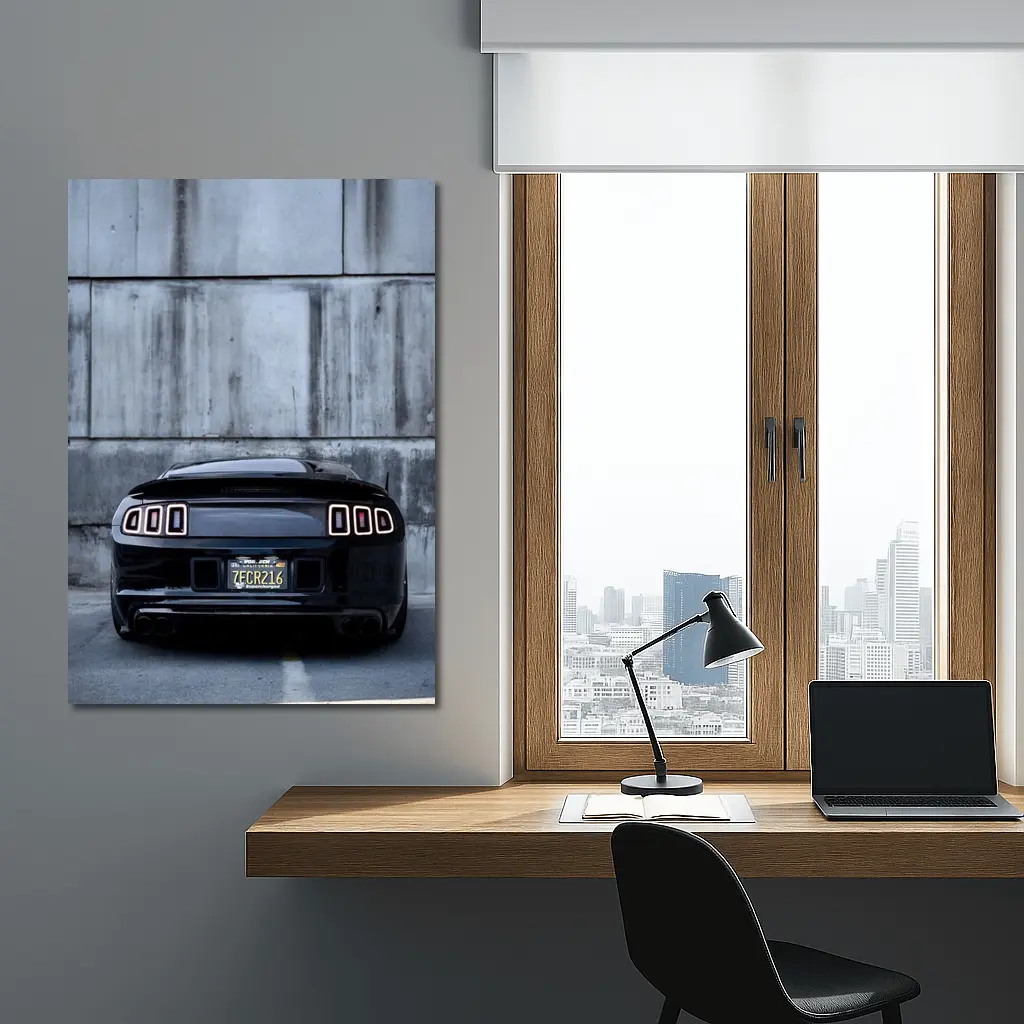 Black Ford Mustang Rear Concrete Wall – Wall Art