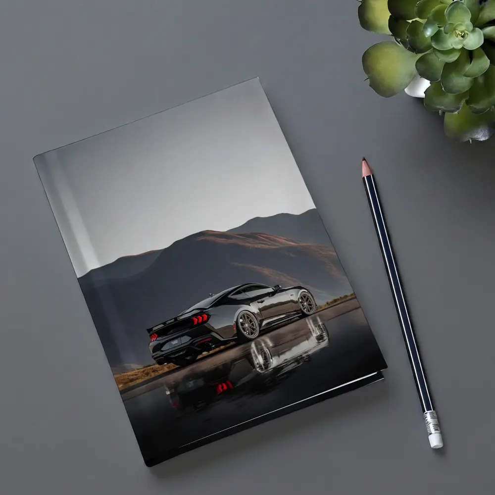 Ford Mustang Black Wet Road Mountain Backdrop – Notebooks