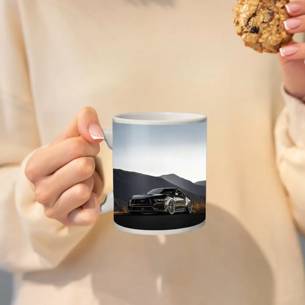 Ford Mustang Black Car Mountain Background – Mugs