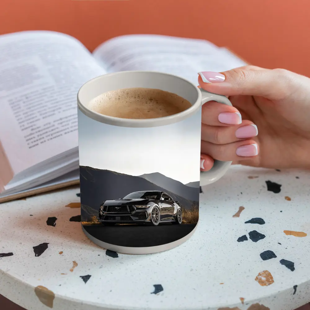 Ford Mustang Black Car Mountain Background – Mugs