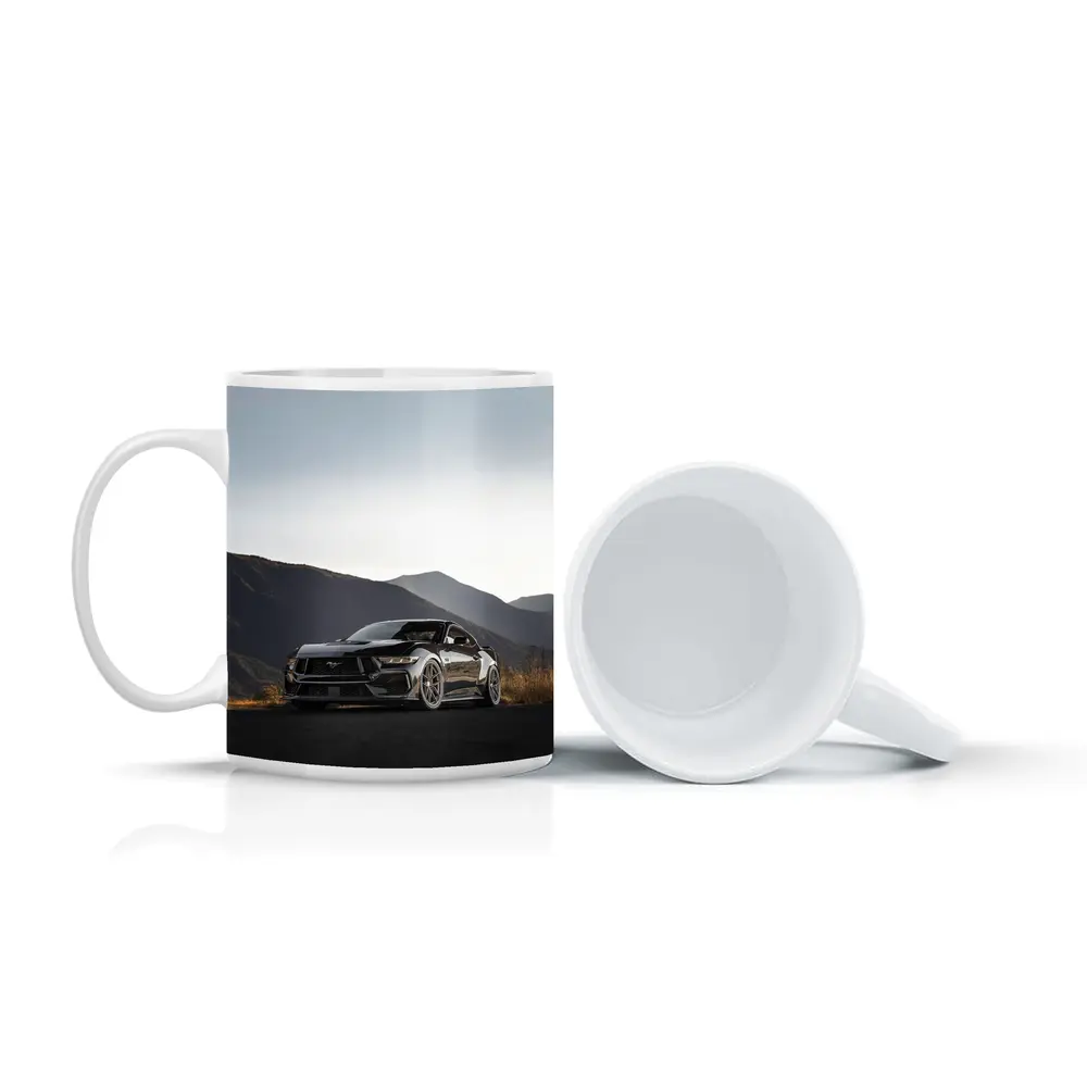 Ford Mustang Black Car Mountain Background – Mugs