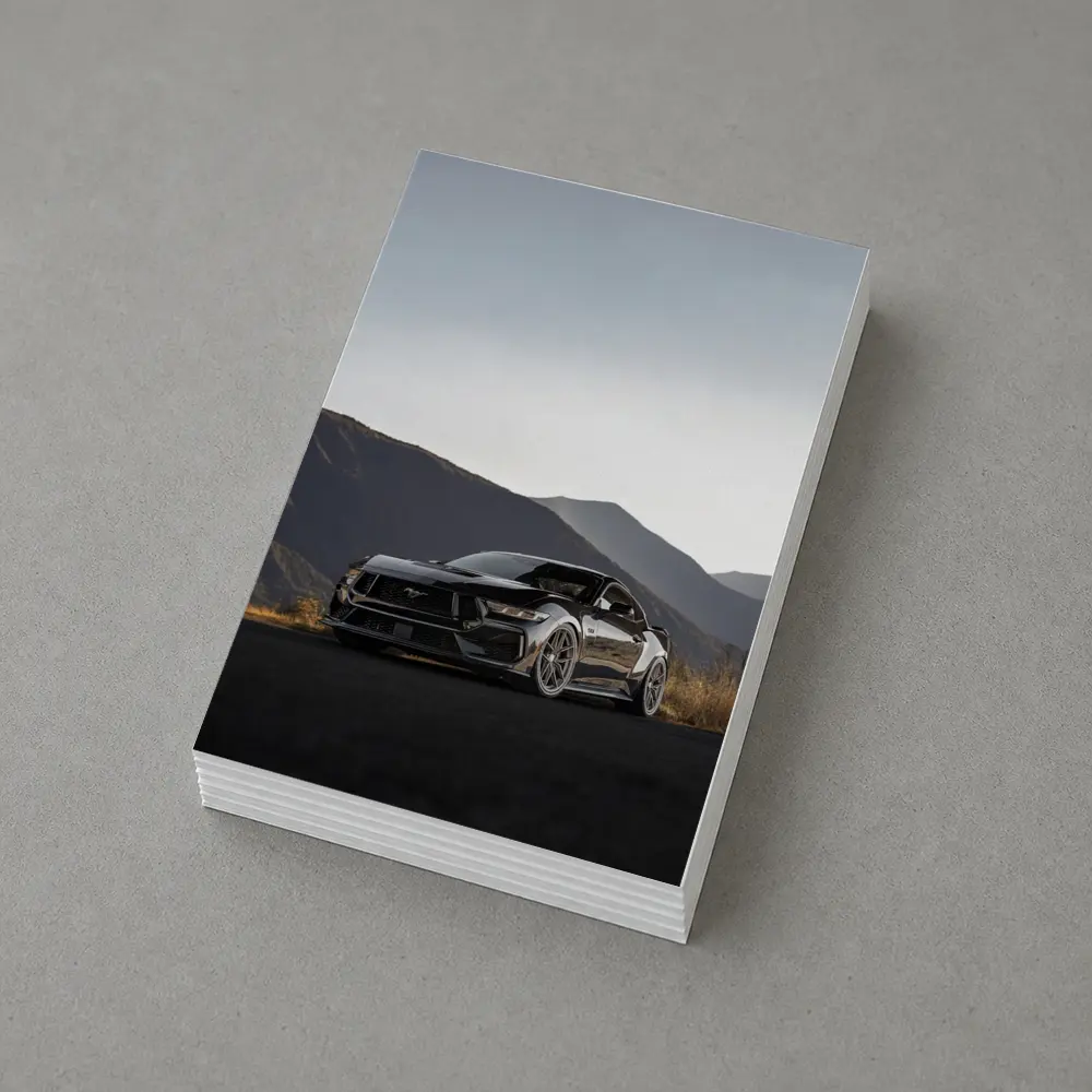 Ford Mustang Black Car Mountain Background – Postcards