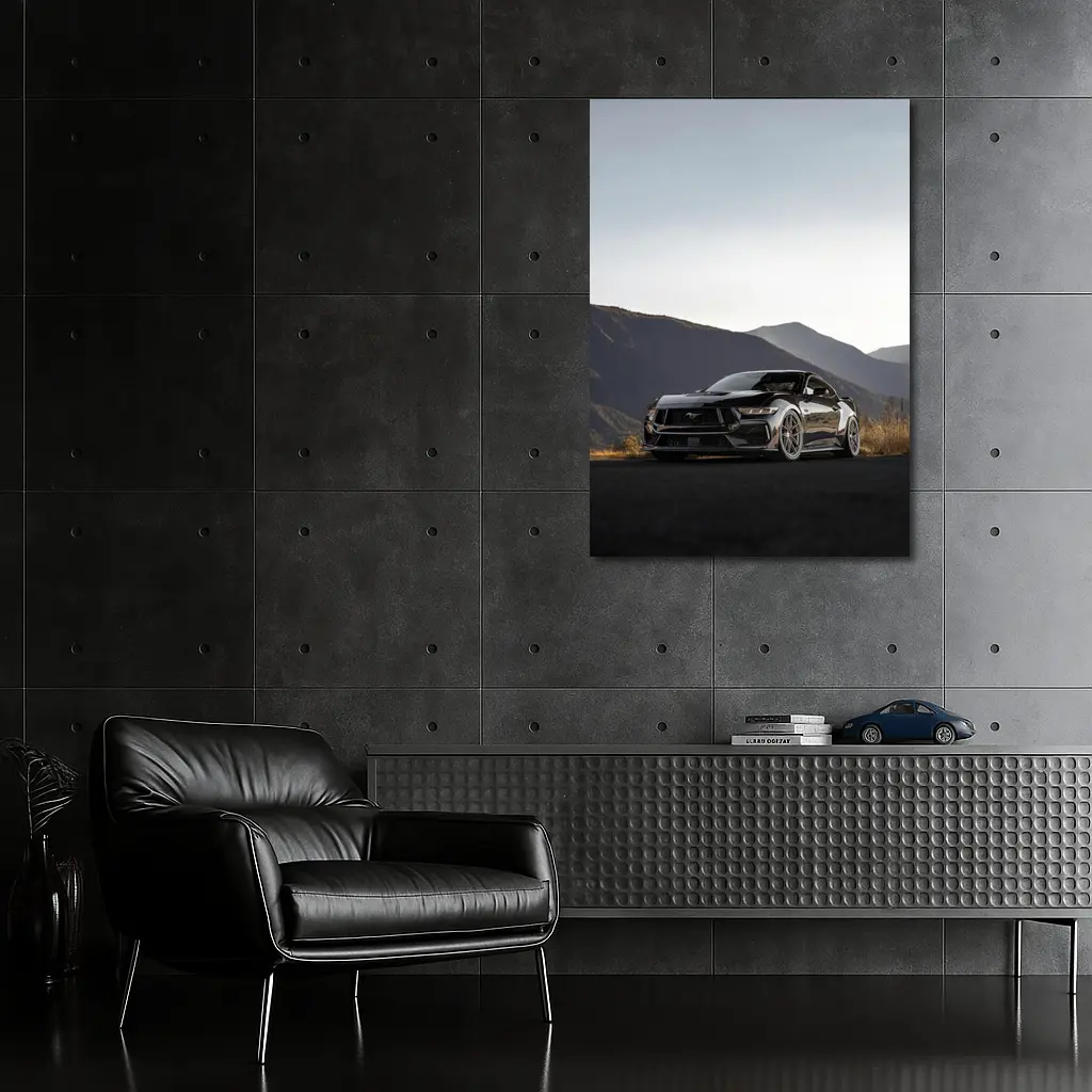 Ford Mustang Black Car Mountain Background – Wall Art