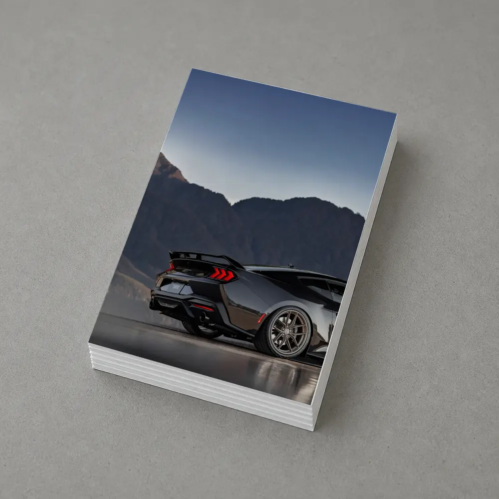 Ford Mustang Black Rear Mountain Backdrop – Postcards