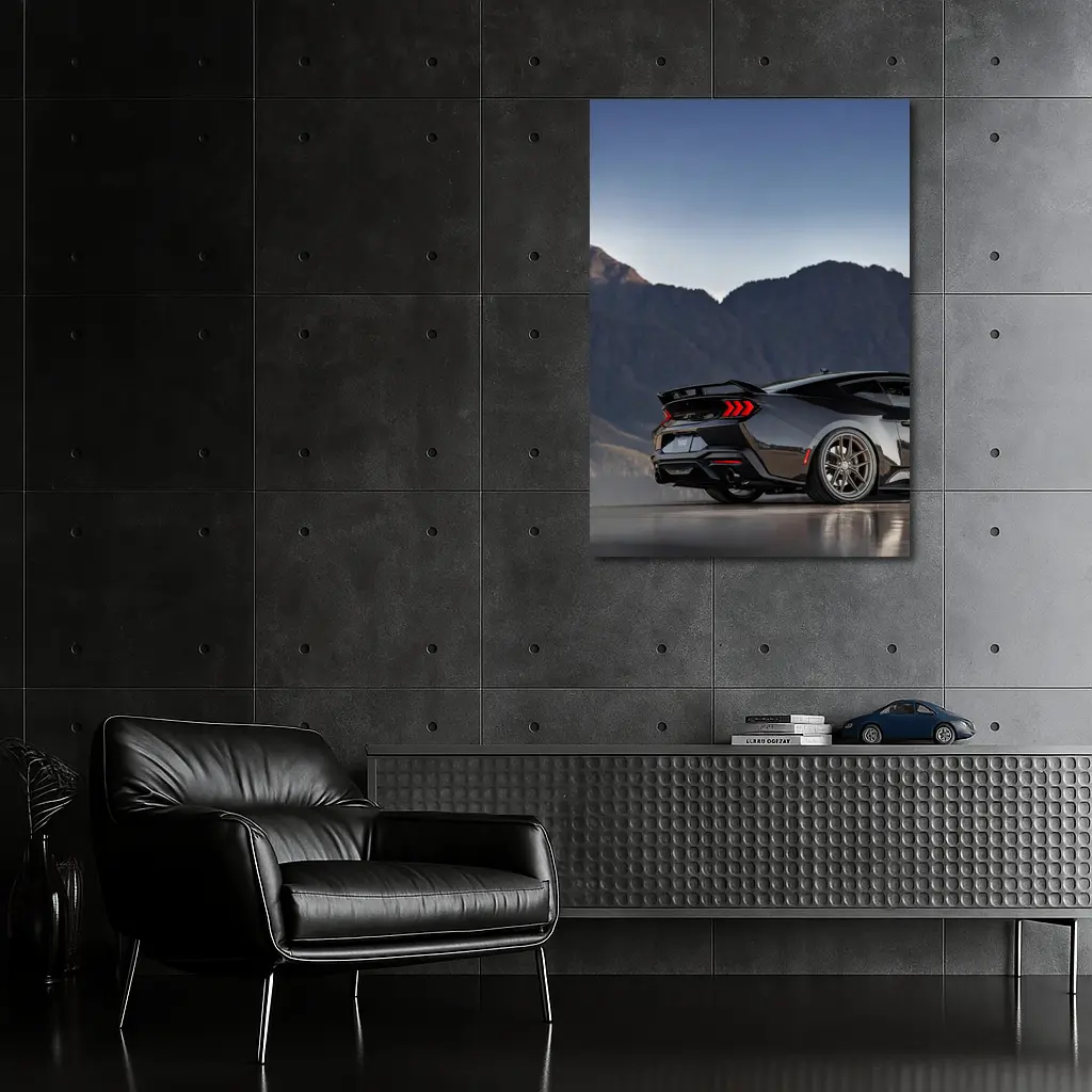 Ford Mustang Black Rear Mountain Backdrop – Wall Art