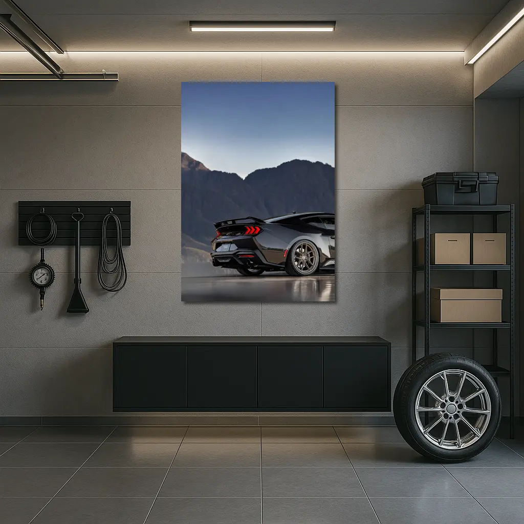 Ford Mustang Black Rear Mountain Backdrop – Wall Art