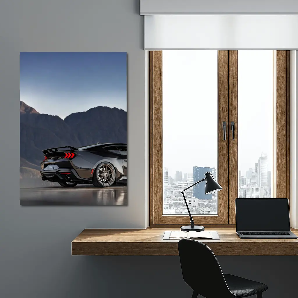 Ford Mustang Black Rear Mountain Backdrop – Wall Art