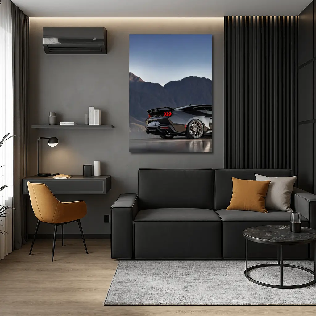 Ford Mustang Black Rear Mountain Backdrop – Wall Art