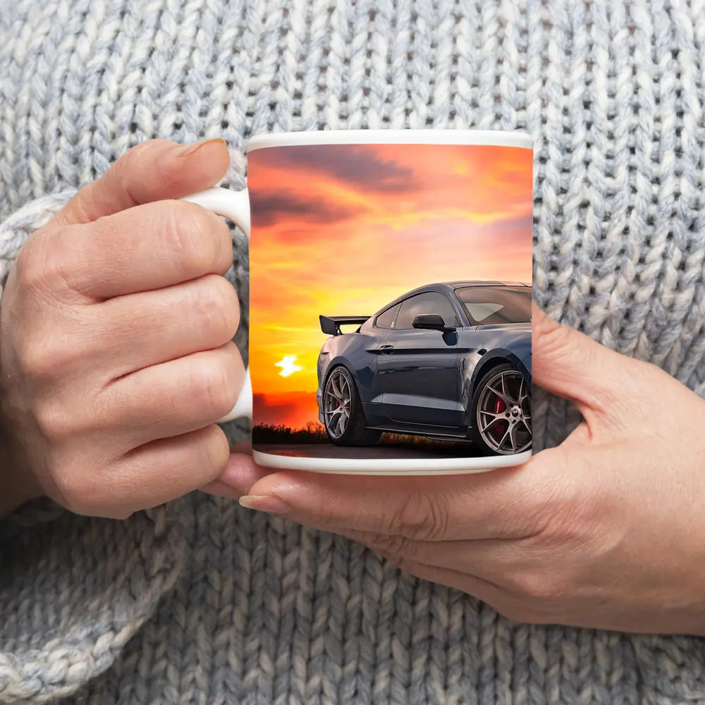 Ford Mustang Blue Coupe Sunset Sky – Mugs