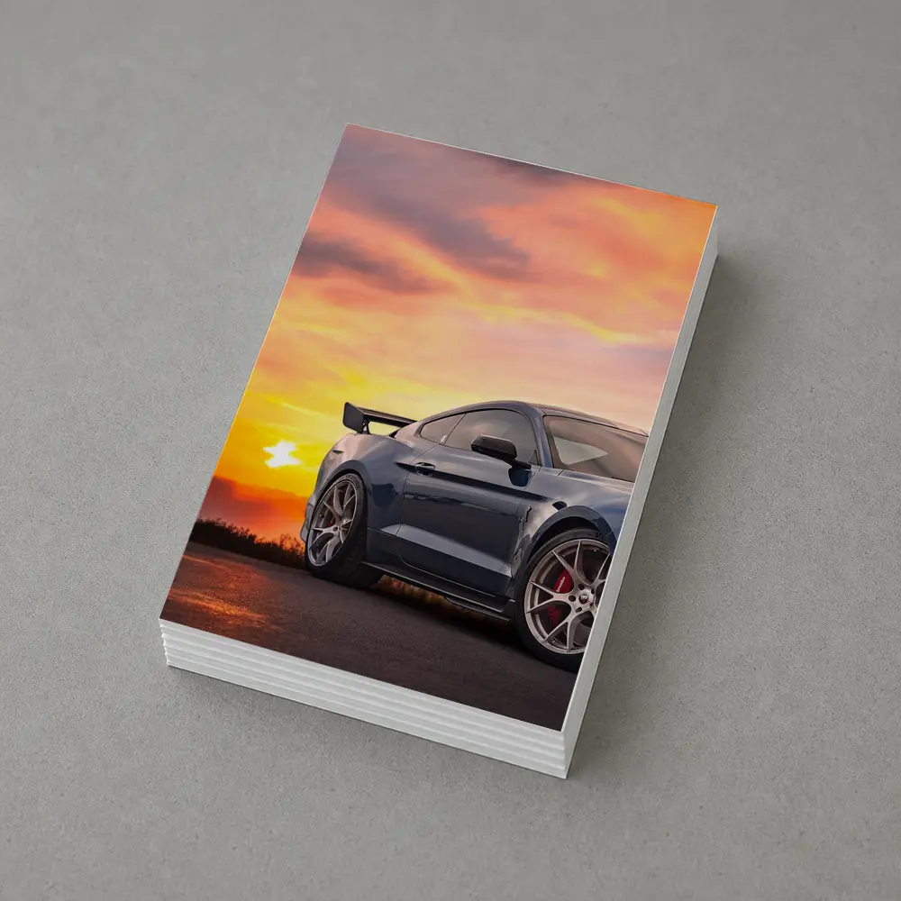 Ford Mustang Blue Coupe Sunset Sky – Postcards