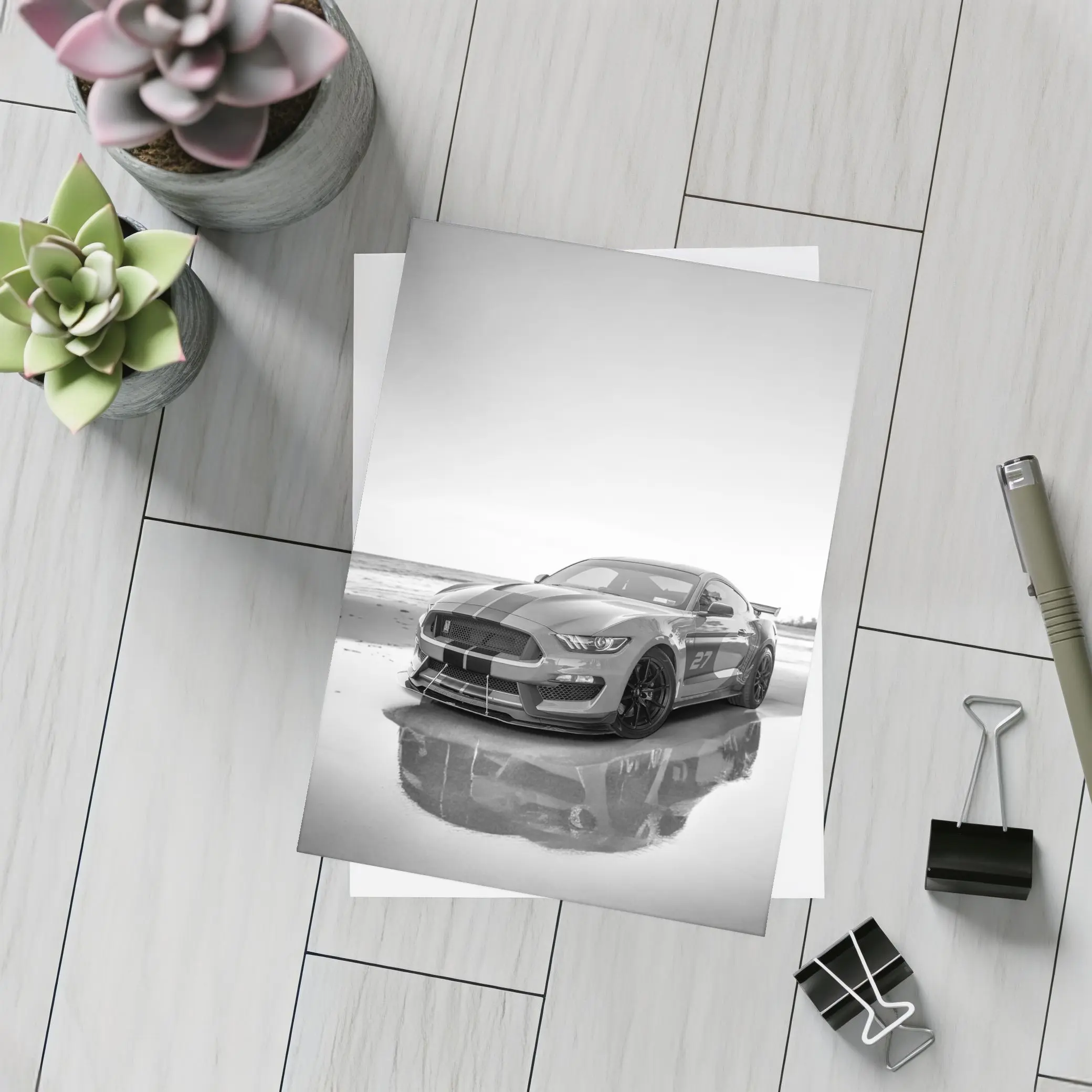 Ford Mustang Shelby GT350 Beach Black White – Postcards