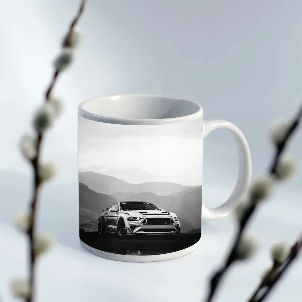 Ford Mustang RTR Black White Mountain Backdrop – Mugs