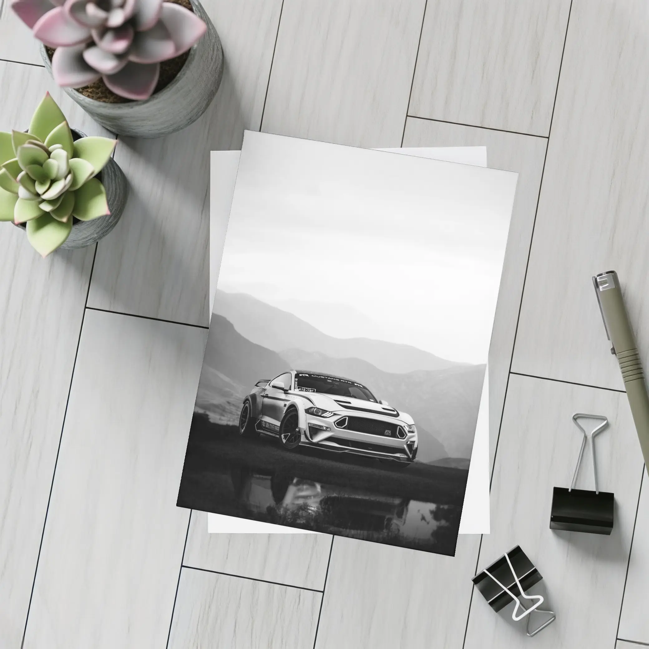 Ford Mustang RTR Black White Mountain Backdrop – Postcards
