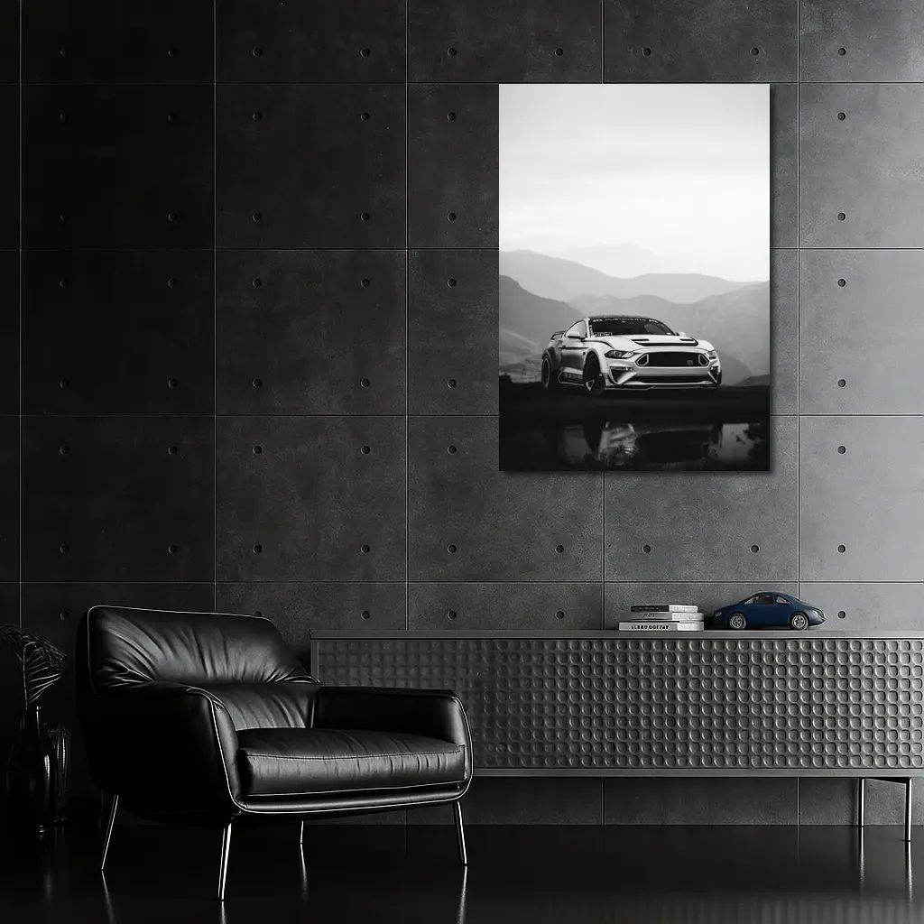 Ford Mustang RTR Black White Mountain Backdrop – Wall Art