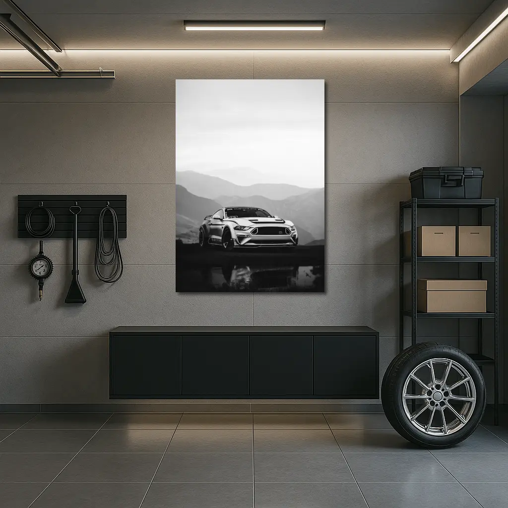 Ford Mustang RTR Black White Mountain Backdrop – Wall Art