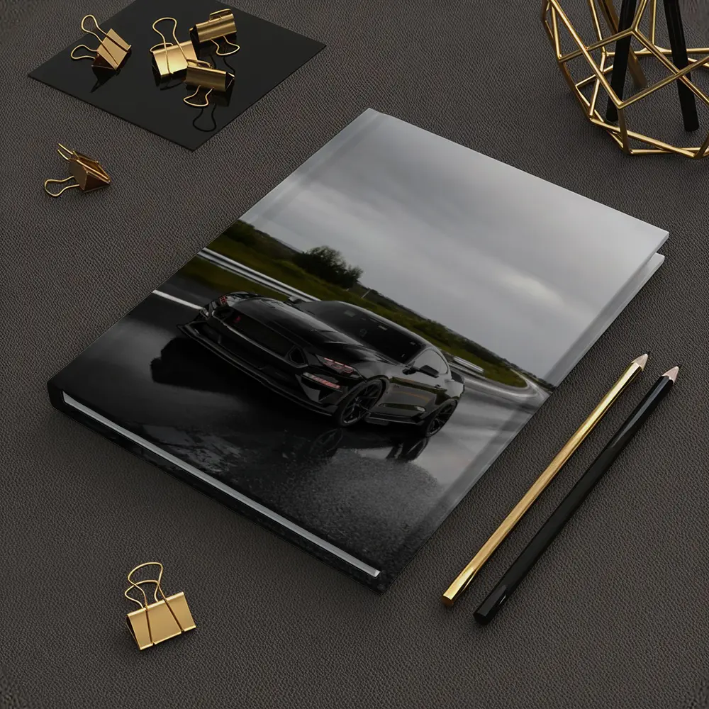 Ford Mustang Black Muscle Car Wet Road – Notebooks