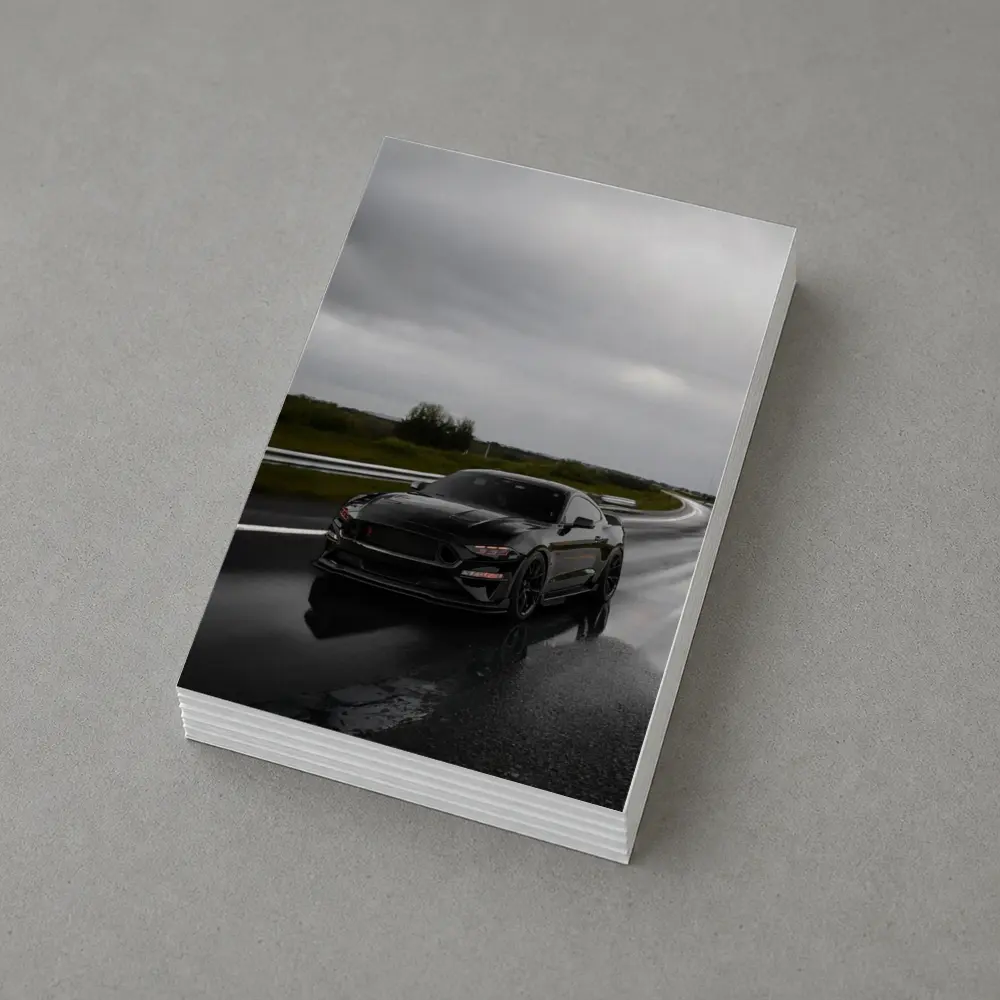 Ford Mustang Black Muscle Car Wet Road – Postcards