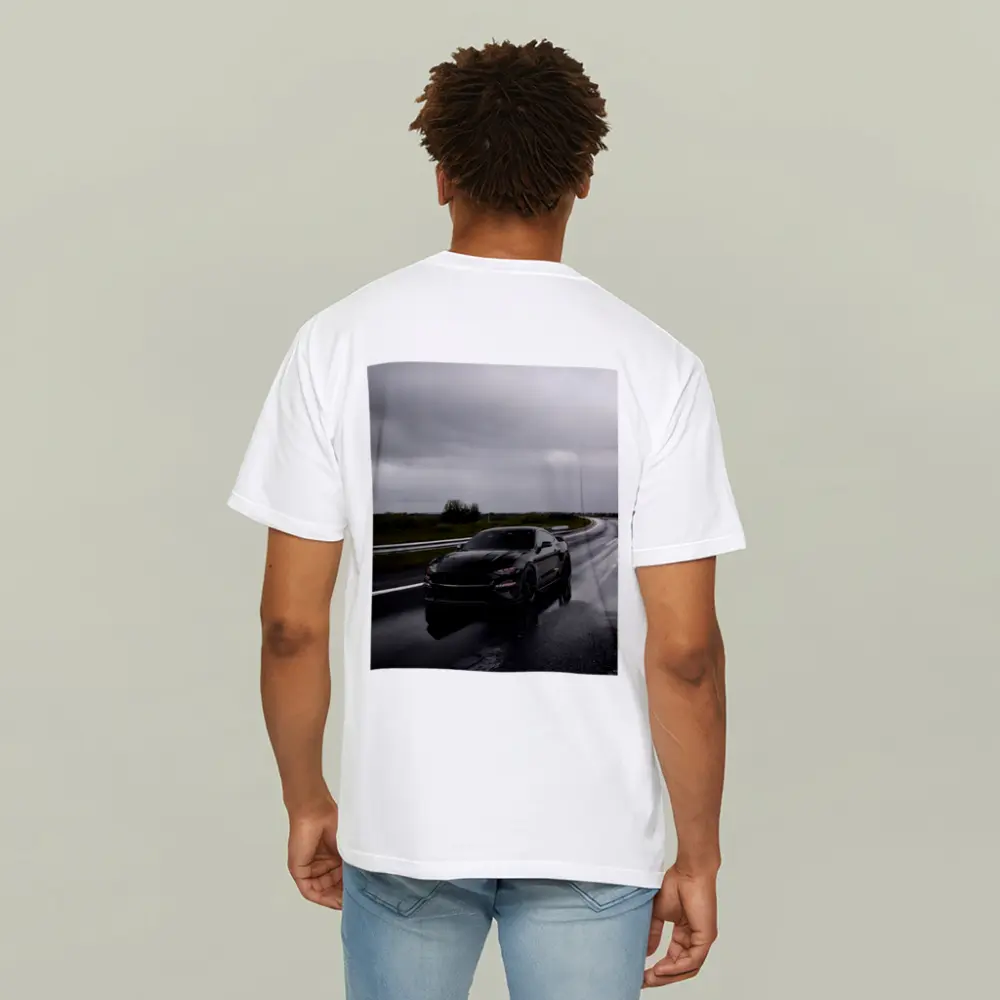 Ford Mustang Black Muscle Car Wet Road – T-Shirts