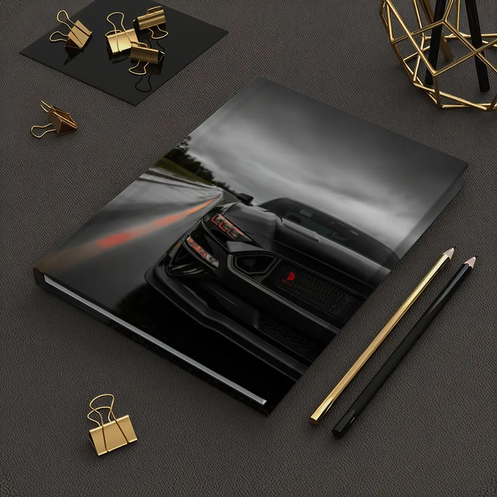 Black Ford Mustang Stormy Wet Road – Notebooks