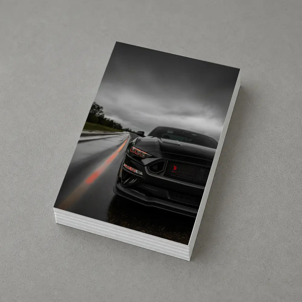 Black Ford Mustang Stormy Wet Road – Postcards