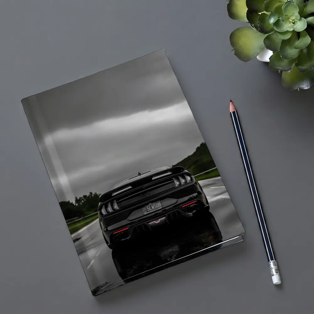 Black Ford Mustang GT Rainy Road – Notebooks