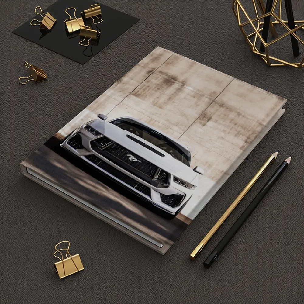 Ford Mustang White Concrete Wall Front View – Notebooks