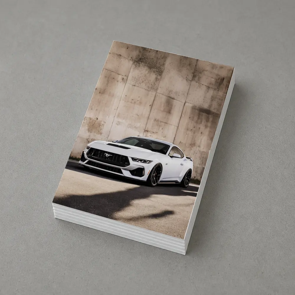 Ford Mustang White Against Concrete Wall – Postcards