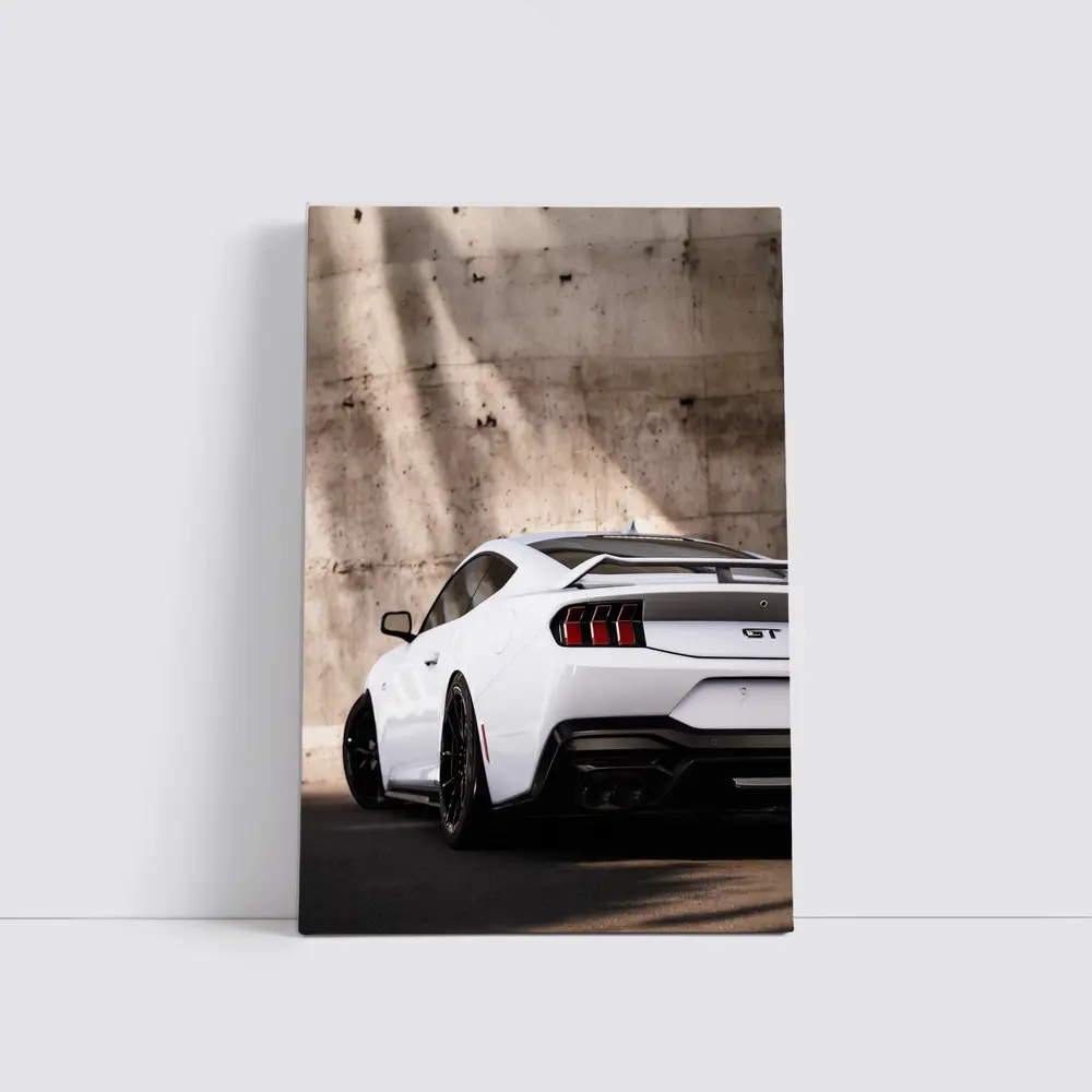 Ford Mustang GT White Concrete Wall Rear – Wall Art
