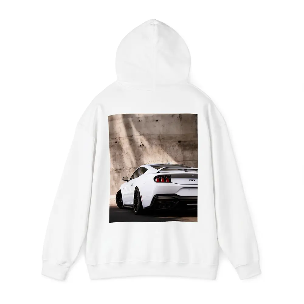 Ford Mustang GT White Concrete Wall Rear – Hoodies