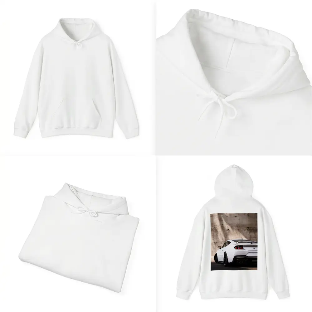 Ford Mustang GT White Concrete Wall Rear – Hoodies