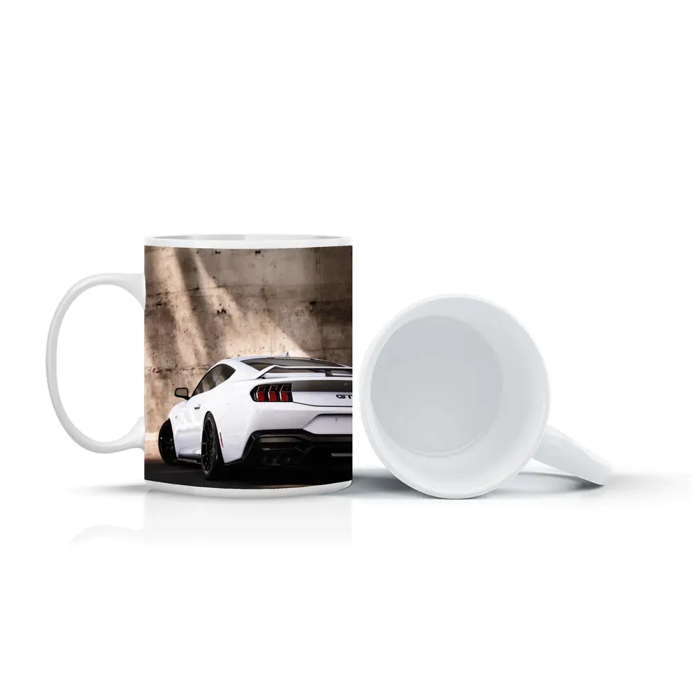Ford Mustang GT White Concrete Wall Rear – Mugs