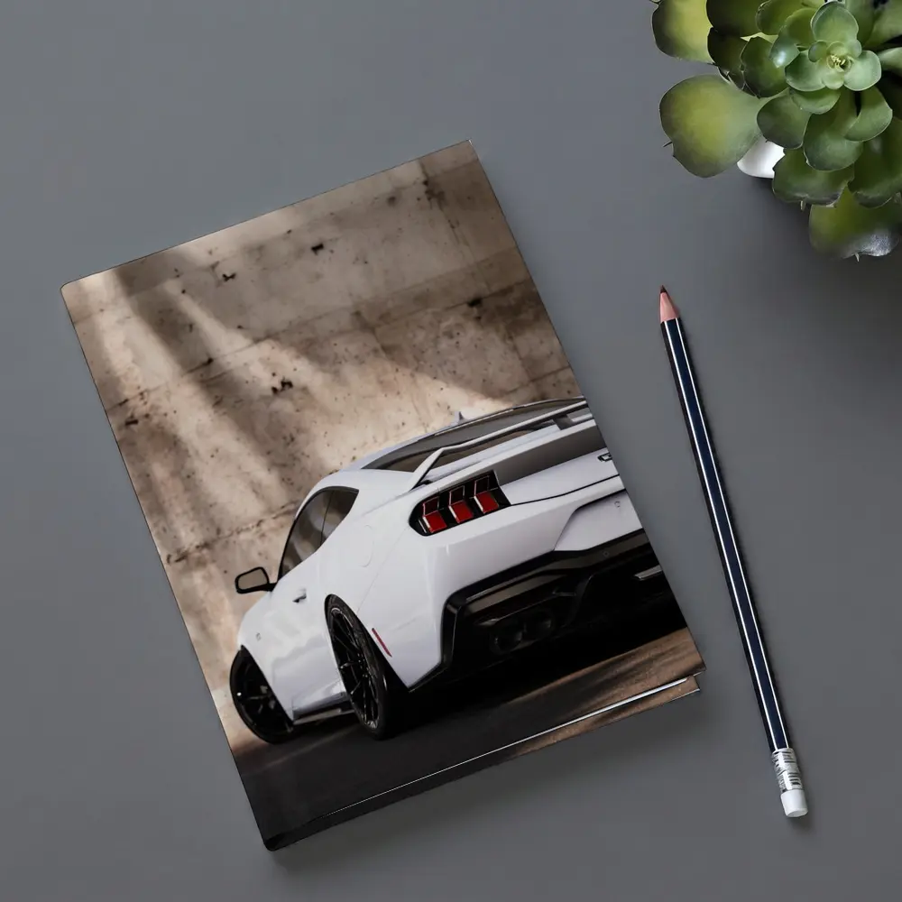 Ford Mustang GT White Concrete Wall Rear – Notebooks
