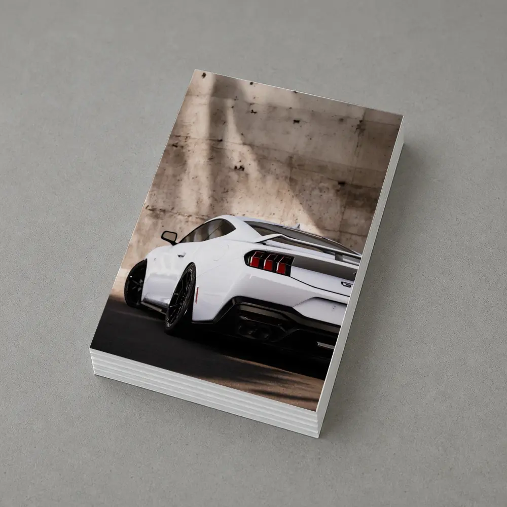 Ford Mustang GT White Concrete Wall Rear – Postcards
