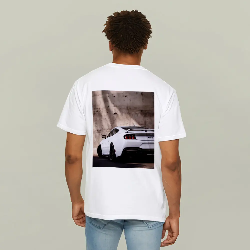 Ford Mustang GT White Concrete Wall Rear – T-Shirts