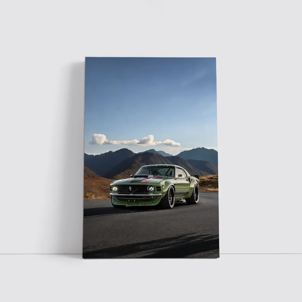 Ford Mustang Green Classic Mountain Road – Wall Art